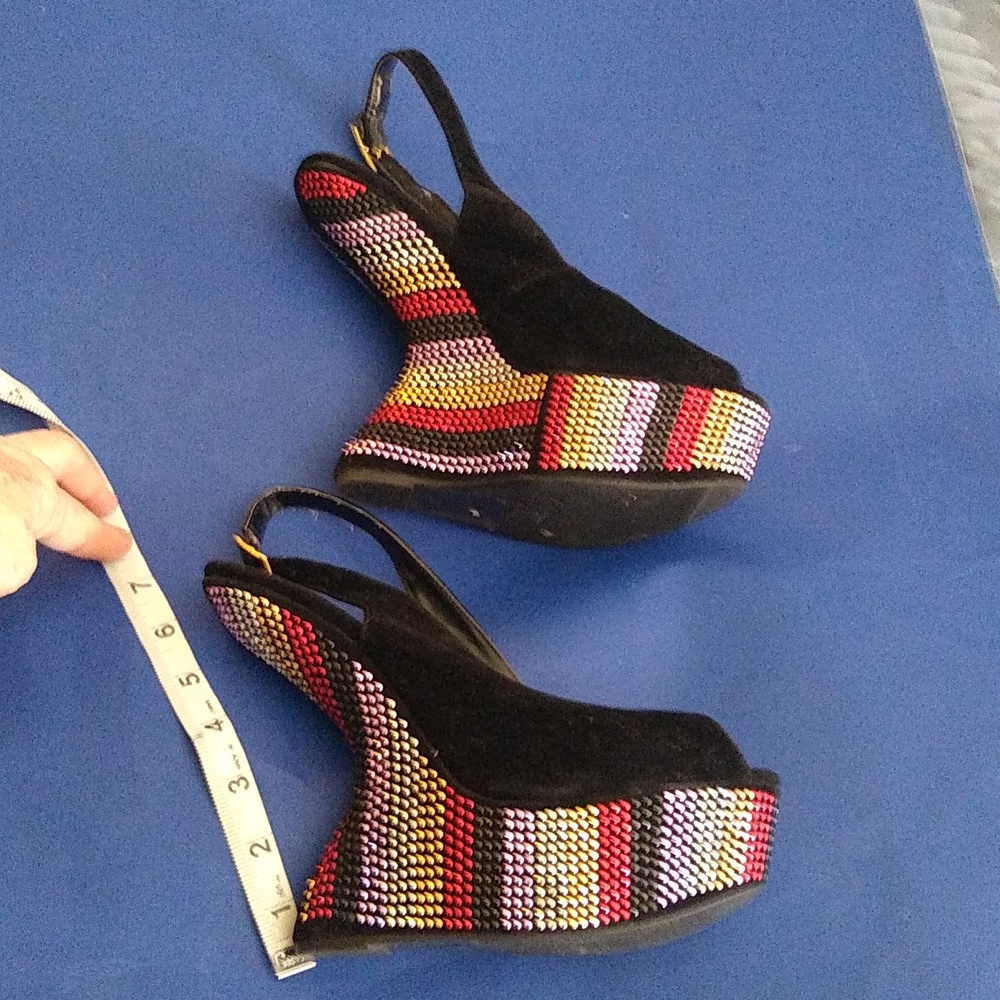 Scene Funky Waves Platform Sequin Slingback Peep … - image 3